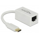 Delock Adaptér Super Speed USB (USB 3.1 Gen 1) s USB Type-C™ samec  Gigabit LAN 10 100 1000 Mbps kompaktní bílá