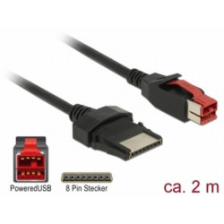 Delock PoweredUSB kabel samec 24 V  8 pin samec 2 m pro POS tiskárny a terminály