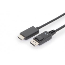 Digitus kabelový adaptér DisplayPort, DP - HDMI typu A, M M, 1,0 m, s blokováním, DP 1.2_HDMI 2.0, 4K 60Hz, CE, bl