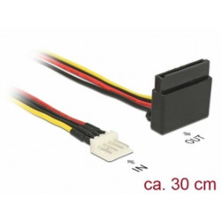 Delock Napájecí kabel SATA 15 pin samice  4 pin floppy samec kovový 30 cm