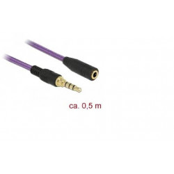 Delock Prodlužovací kabel audio stereo jack 3,5 mm samec samice iPhone 4 pin 0,5 m fialový