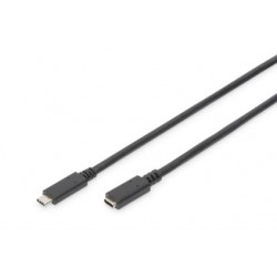 Digitus Prodlužovací kabel USB typu C, typ C samec samice , 0,7 m, Gen2, 5A, 10 GB, verze 3.1, CE, bl
