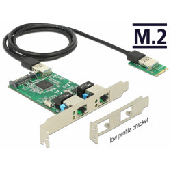Delock Převodník M.2 Key B+M samec  2 x Gigabit LAN – Low Profile Formfaktor