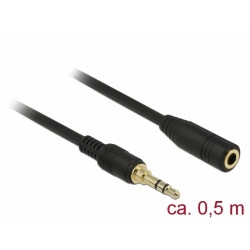Delock Stereo Jack prodlužovací kabel 3,5 mm 3 pin samec na samici 0,5 m černý