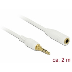 Delock Stereo Jack prodlužovací kabel 3,5 mm 3 pin samec na samici 2 m bílá