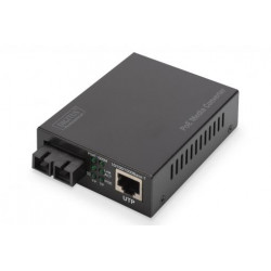 DIGITUS Professional Gigabit PoE media converter, RJ45 SC, SM, PSE