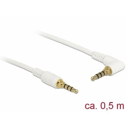 Delock Kabel Stereo Jack 3,5 mm 4 pin samec  samec pravoúhlý 0,5 m bílá