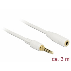 Delock Stereo Jack prodlužovací kabel 3,5 mm 4 pin samec na samici 3 m bílá