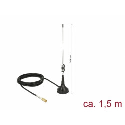 Delock WLAN 802.11 b g n Anténa SMB samec 2 dBi všesměrová pevná s magnetickou základnou a připojovací kabel RG-174 