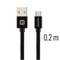 SWISSTEN DATA CABLE USB MICRO USB TEXTILE 0,2M BLACK