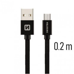 SWISSTEN DATA CABLE USB MICRO USB TEXTILE 0,2M BLACK