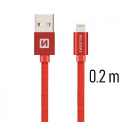 SWISSTEN DATA CABLE USB LIGHTNING TEXTILE 0,2M RED