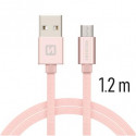 SWISSTEN DATA CABLE USB MICRO USB TEXTILE 1,2M PINK