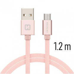SWISSTEN DATA CABLE USB MICRO USB TEXTILE 1,2M PINK