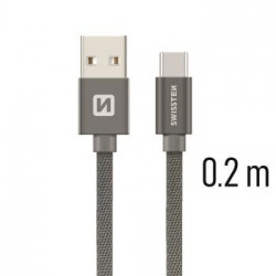 SWISSTEN DATA CABLE USB USB-C TEXTILE 0,2M GREY