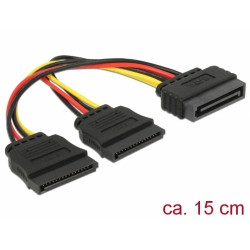 Delock Cable Power SATA 15 pin  2 x SATA HDD – straight