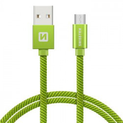 SWISSTEN DATA CABLE USB MICRO USB TEXTILE 2,0M GREEN