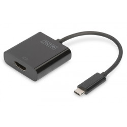 DIGITUS Adaptér USB typu C na HDMI, 4K 30 Hz délka kabelu 19,5 cm, černá