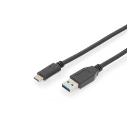 Digitus Připojovací kabel USB typu C, typ C na A M M, 1,0 m, všechny funkce, Gen2, 3A, 10 GB, verze 3.1, CE, bl
