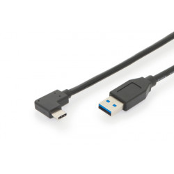 Digitus Připojovací kabel USB 3.1, C 90o úhlový k A M M, 1,0 m, Gen2, 3A, 10 GB, verze 3.1, CE, bl