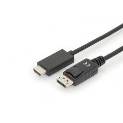 Digitus kabelový adaptér DisplayPort, DP - HDMI typ A M M, 3,0 m, s blokováním, DP 1.2_HDMI 2.0, 4K 60 Hz, CE, bl