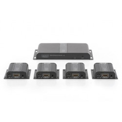 Digitus Sada HDMI Extender Rozbočovač, 1x4, 40 m, 1080p přes síťový kabel (CAT6 6a 7), 1x výstup HDMI Loop out
