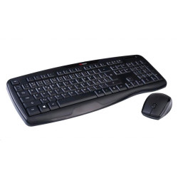 C-TECH klávesnice s myší WLKMC-02, bezdrátový combo set, ERGO, černý, USB, CZ SK