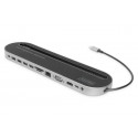 Digitus 12portová dokovací stanice USB-C, šedá, HDMI, VGA, 2x USB-C, 4x USB-A, RJ45, 1x 3,5 mm, SD MicroSD