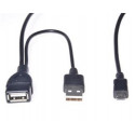 PremiumCord USB redukce kabel USB A female+USB A male - Micro USB male OTG