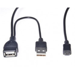PremiumCord USB redukce kabel USB A female+USB A male - Micro USB male OTG