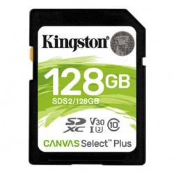 128GB SDXC Kingston Canvas Select Plus U3 V30 CL10 100MB s