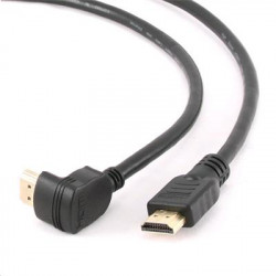 GEMBIRD Kabel HDMI-HDMI M M 3m, 1.4, M M stíněný, zlacené kontakty, 90° lomený, černý