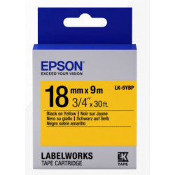 Epson Label Cartridge Pastel LK-5YBP Black Yellow 18mm (9m)