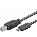 PremiumCord USB-C male - USB 2.0 B male, černý,1m