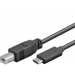 PremiumCord USB-C male - USB 2.0 B male, černý,1m