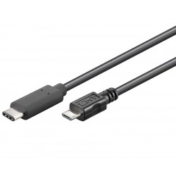 PremiumCord USB-C male - USB 2.0 Micro-B Male, černý, 1m