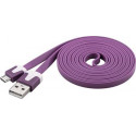 PremiumCord Kabel microUSB 2.0, A-B, plochý, fialový