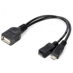 PremiumCord USB redukce kabel USB A female+Micro USB female - Micro USB male OTG