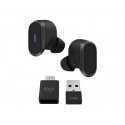 Logitech Zone True Wireless - Bezdrátová sluchátka s mikrofonem - špuntová sluchátka - Bluetooth - odstranění šumu - grafit
