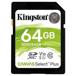 Kingston paměťová karta 64GB Canvas Select Plus SD UHS-I (čtení zápis: 100 85MB s)