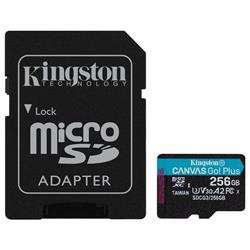 Kingston paměťová karta 256GB microSDXC Canvas Go Plus 170R A2 U3 V30 Card + ADP