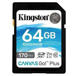 Kingston paměťová karta 64GB SDXC Canvas Go Plus 170R C10 UHS-I U3 V30