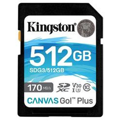 Kingston paměťová karta 512GB SDXC Canvas Go Plus 170R C10 UHS-I U3 V30