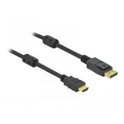 Delock - Kabel adaptéru - DisplayPort s piny (male) zamykací do HDMI s piny (male) - 10 m - trojnásobně stíněný - černá - pasivní