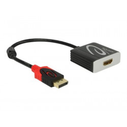 Delock - High Speed - video adaptér - DisplayPort s piny (male) do HDMI se zdířkami (female) - 20 cm - šedá, černá