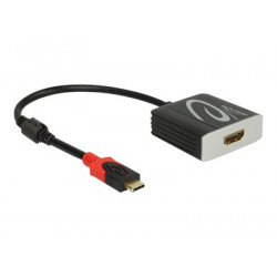 Delock - Video adaptér - USB-C s piny (male) do HDMI se zdířkami (female) - 20 cm - černá - podporuje 4K, aktivní