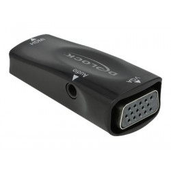 Delock - Video adaptér - HDMI se zdířkami (female) do HD-15 (VGA), stereo mini jack se zdířkami (female) - černá