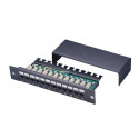 XtendLan Patch panel 10", 1U 12 portů,CAT5,STP, LSA,s krytem, vodorovné umístění konektorů, zemnič, černý