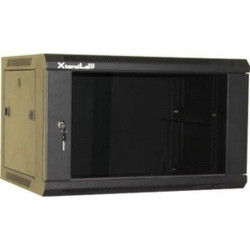 XtendLan 9U 600x450, na zeď, jednodílný, rozložený, skleněné dveře, černý