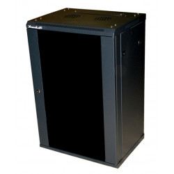 XtendLan 22U 600x600, na zeď, jednodílný, skleněné dveře černý, rozložený